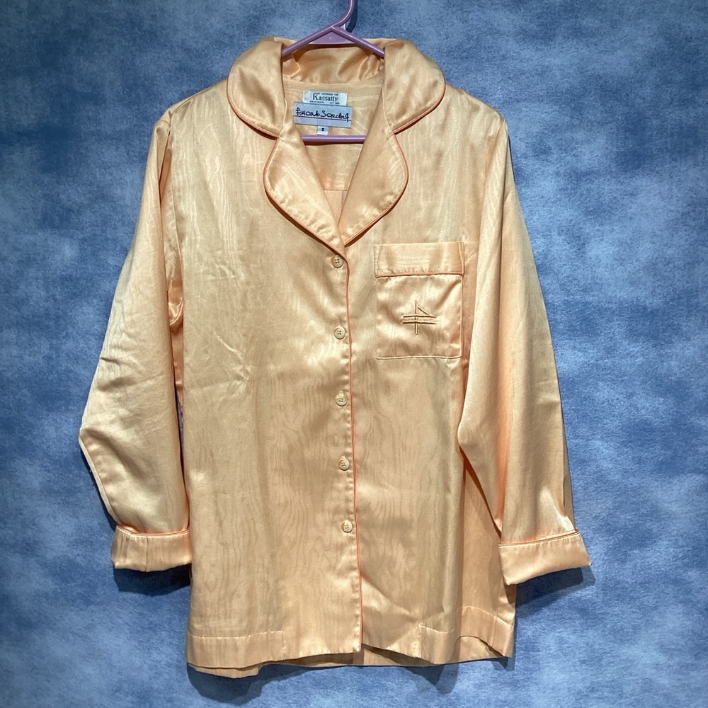 Fernando Sanchez Pajama Top Small 43" bust Satin Vintage
